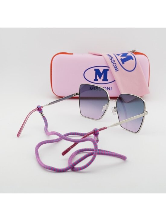 M Missoni MMI 0101/S 0DOH I4 Sunglasses Palladium Square Frame, Blue Lenses main image 5